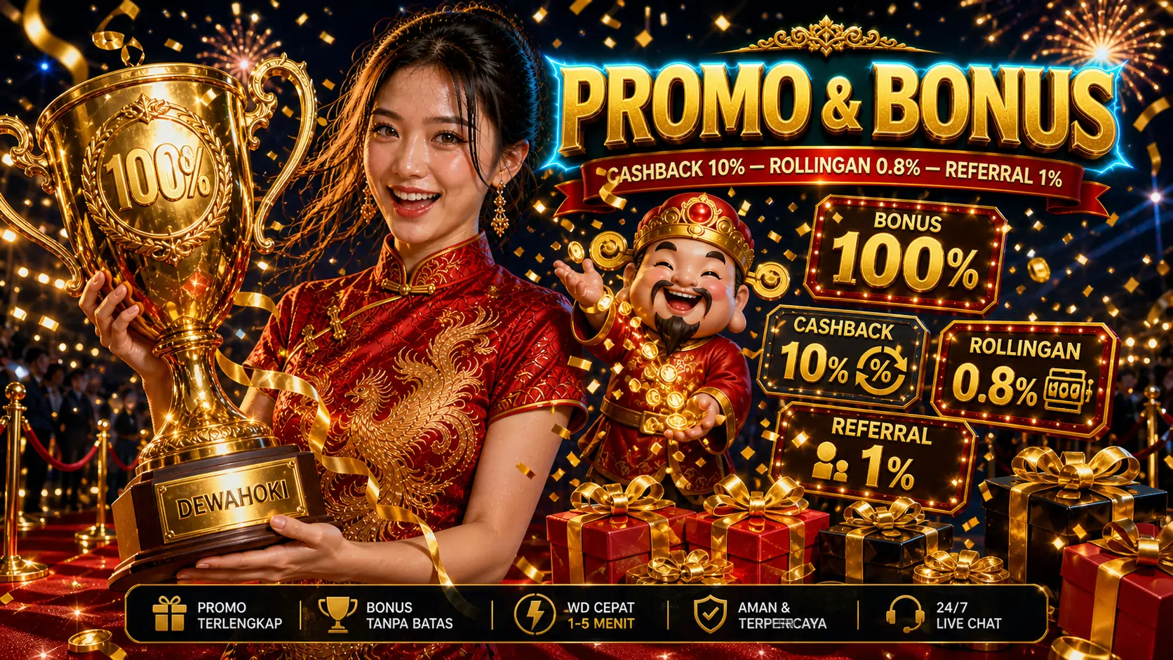 DewaHoki - Promo DewaHoki - Bonus New Member 100%, Cashback, Rollingan